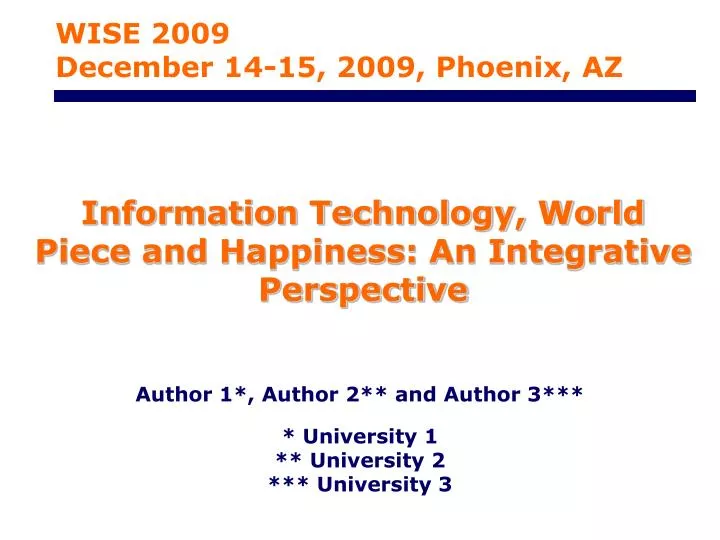 information technology world piece and happiness an integrative perspective