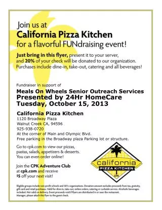 California Pizza Kitchen 1120 Broadway Plaza Walnut Creek CA, 94596 925-938-0720