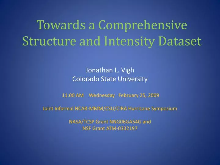 towards a comprehensive structure and intensity dataset