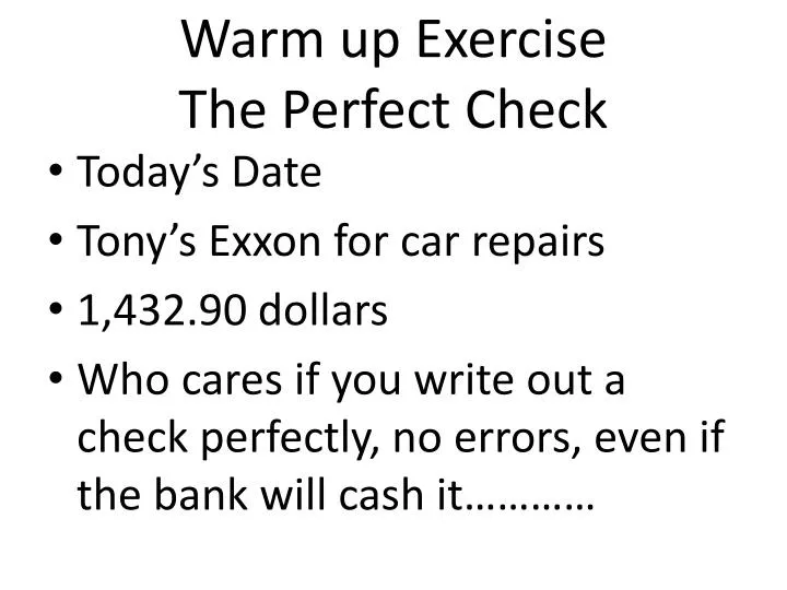 warm up exercise the perfect check