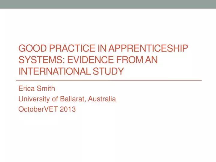 good practice in apprenticeship systems evidence from an international study