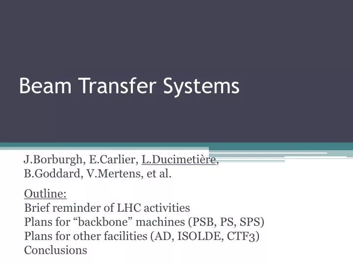 beam transfer systems