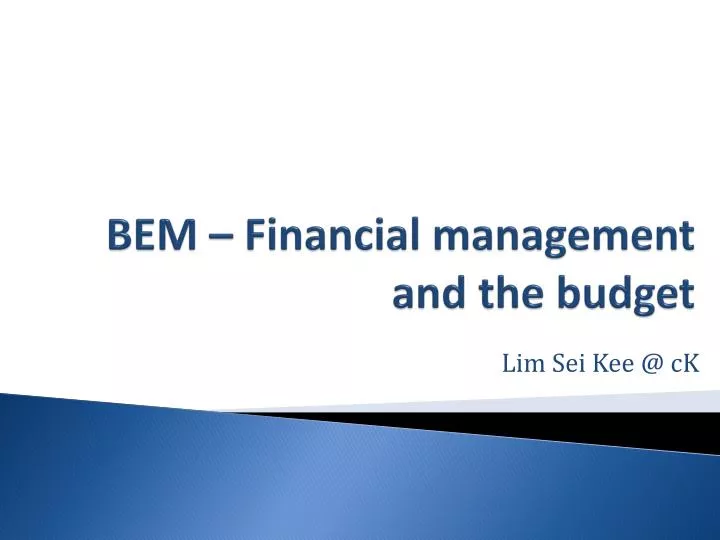 bem financial management and the budget