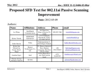 Proposed SFD Text for 802.11ai Passive Scanning Improvement