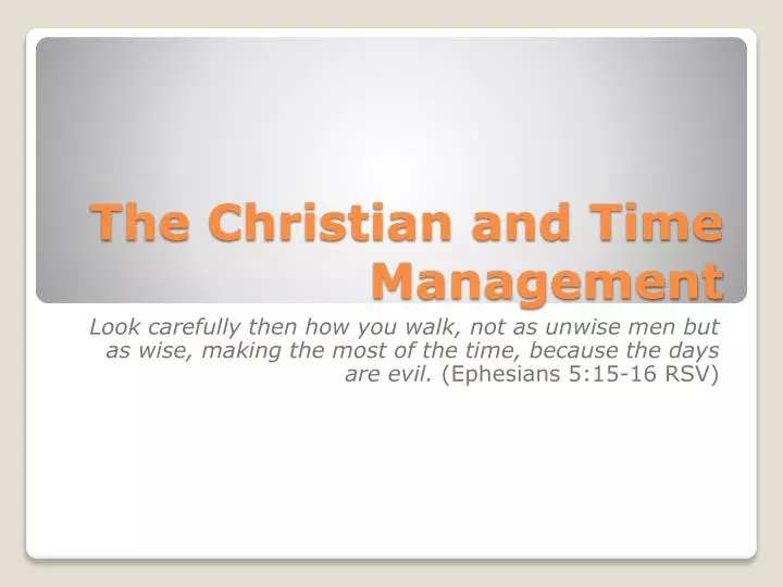 the christian and time management