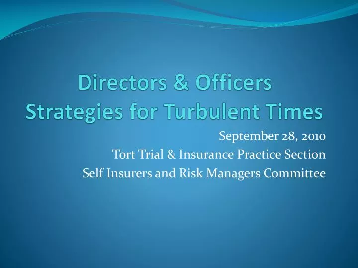directors officers strategies for turbulent times
