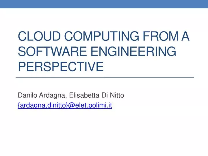 cloud computing from a software engineering perspective