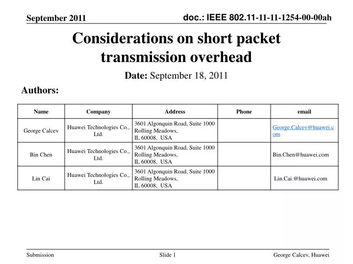 considerations on short packet transmission overhead