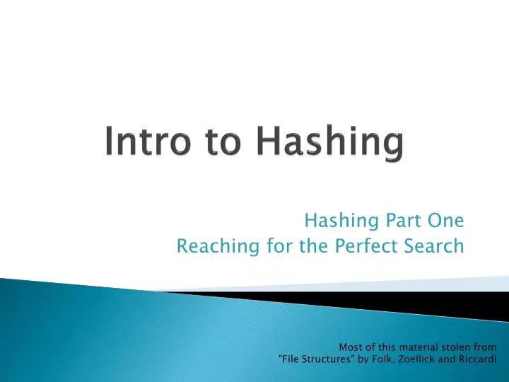 intro to hashing