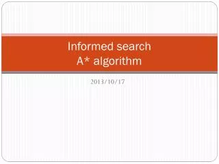 Informed search A* algorithm