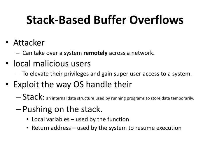 stack based buffer overflows