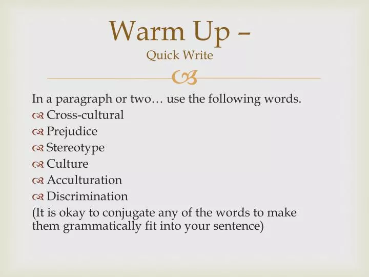 warm up quick write
