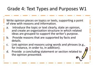 Grade 4 : Text Types and Purposes W1