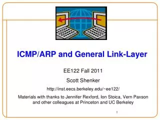 ICMP/ARP and General Link-Layer