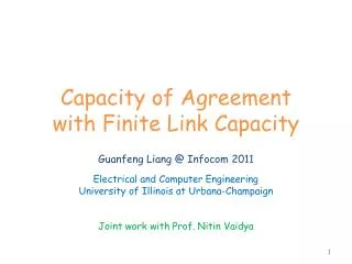 Capacity of Agreement with Finite Link Capacity