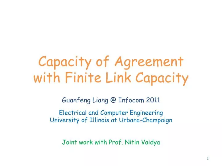 capacity of agreement with finite link capacity