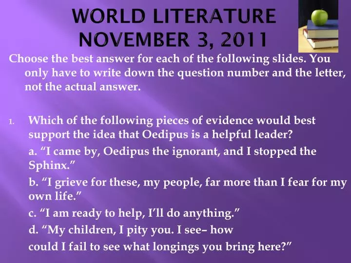 world literature november 3 2011