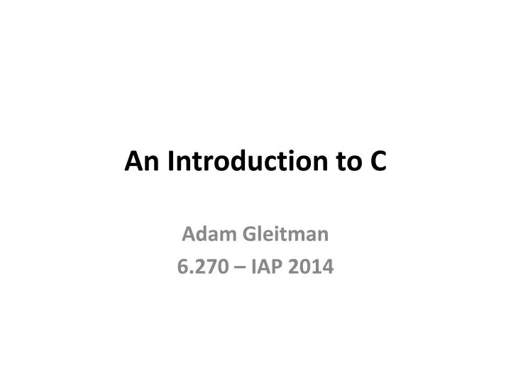 an introduction to c