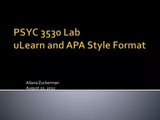 PSYC 3530 Lab uLearn and APA Style Format