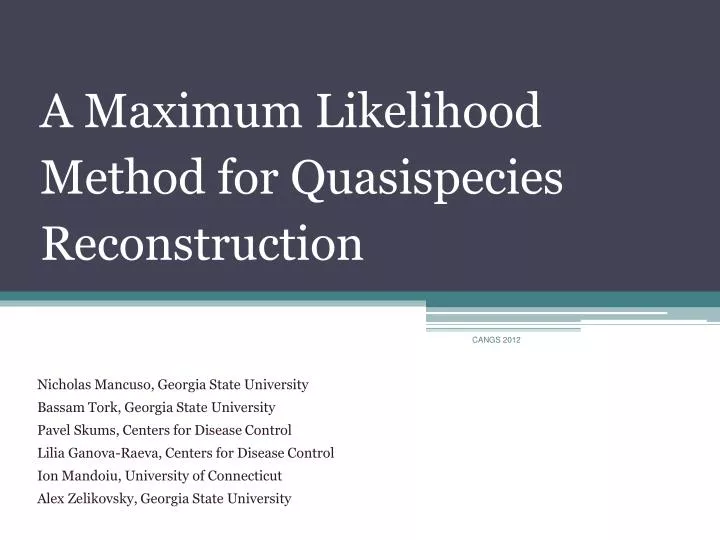 a maximum likelihood method for quasispecies reconstruction