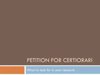 Petition for Certiorari