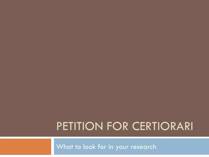 petition for certiorari