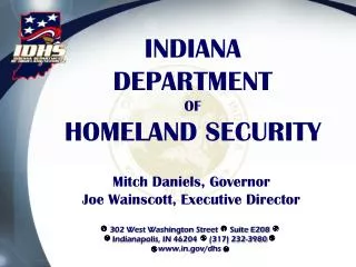 INDIANA DEPARTMENT OF HOMELAND SECURITY