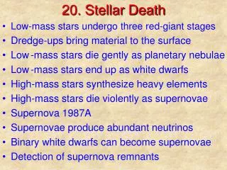 20. Stellar Death