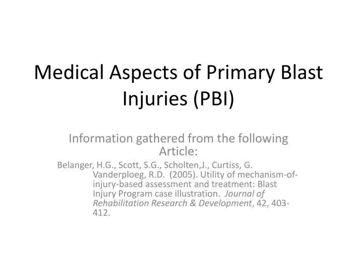 medical aspects of primary blast injuries pbi