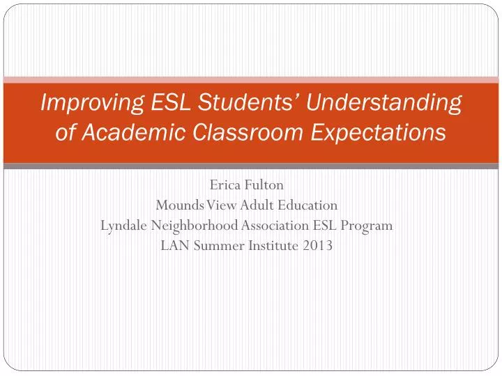 improving esl students understanding of academic classroom expectations