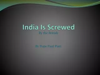 India I s Screwed