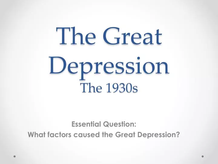 the great depression the 1930s