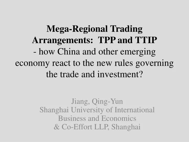 jiang qing yun shanghai university of international business and economics co effort llp shanghai