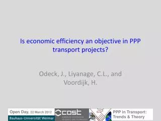 Is economic efficiency an objective in PPP transport projects?