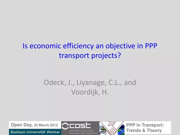 is economic efficiency an objective in ppp transport projects