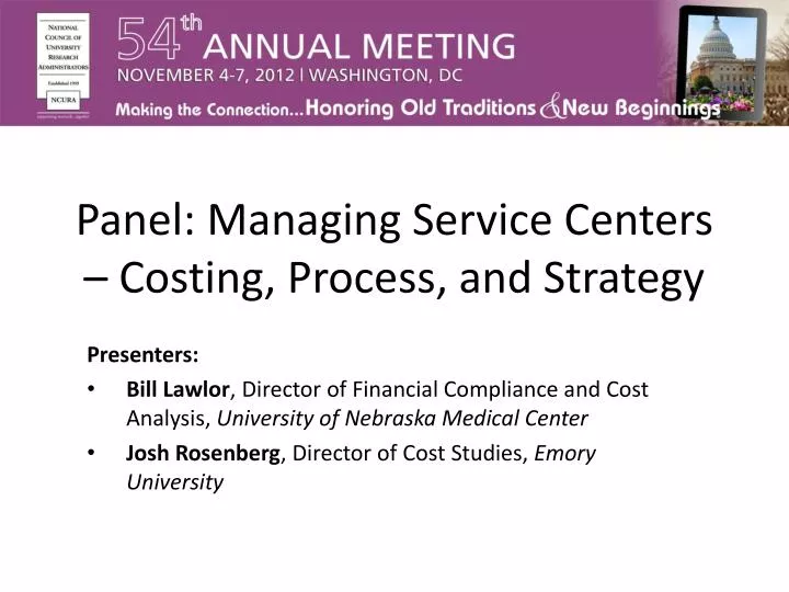 panel managing service centers costing process and strategy