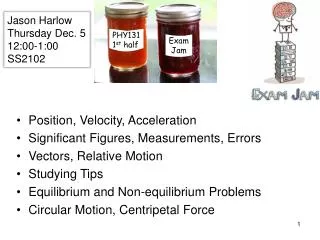 Position, Velocity, Acceleration Significant Figures, Measurements, Errors