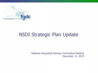 NSDI Strategic Plan Update