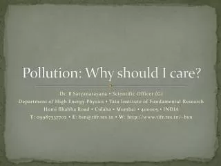 Pollution: Why should I care?