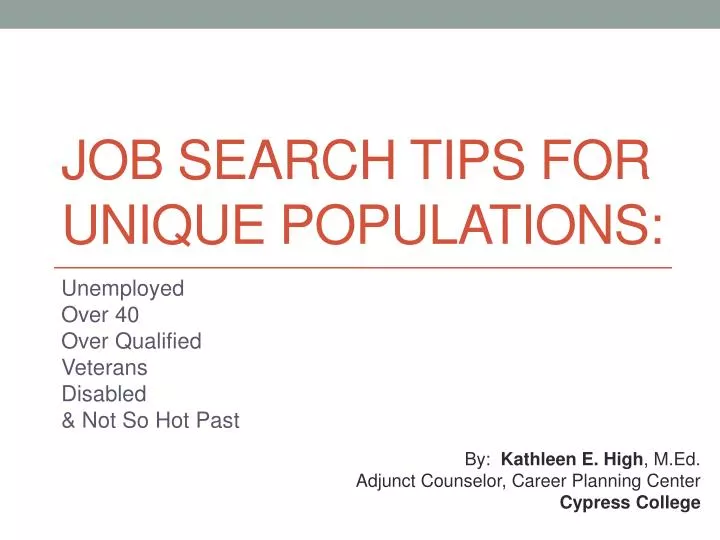 job search tips for unique populations