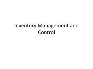 inventory management and control