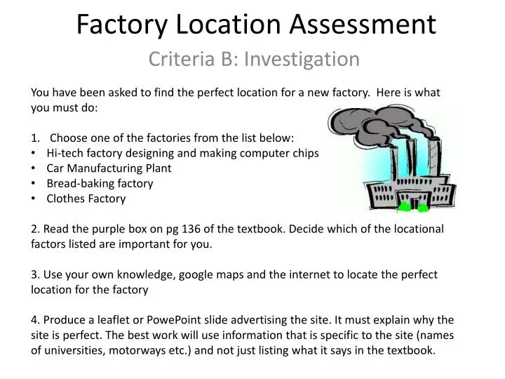 factory location assessment