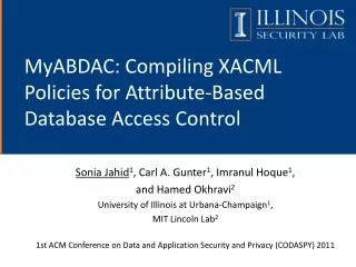 myabdac compiling xacml policies for attribute based database access control