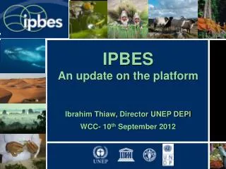 IPBES An update on the platform Ibrahim Thiaw , Director UNEP DEPI WCC- 10 th September 2012