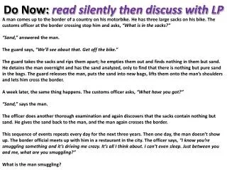 Do Now: read silently then discuss with LP