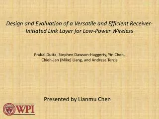 Presented by Lianmu Chen