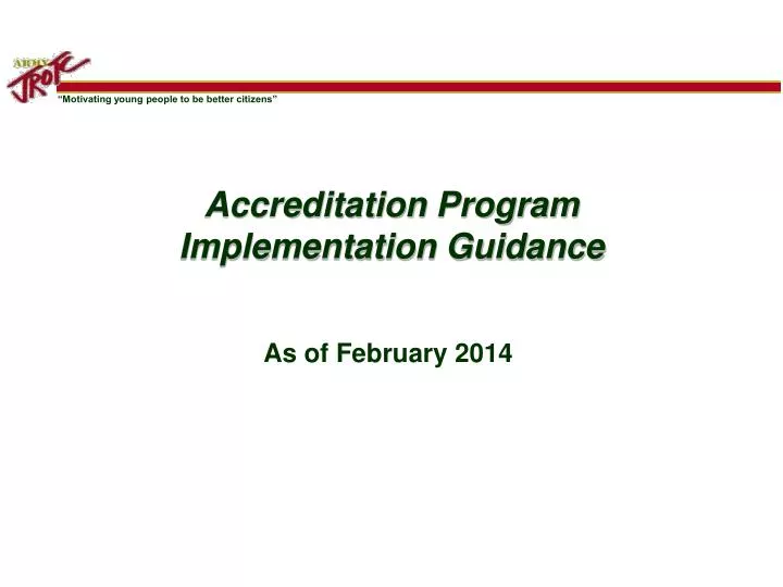 accreditation program implementation guidance