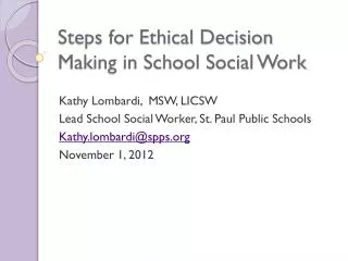 Steps for Ethical Decision Making in School Social Work
