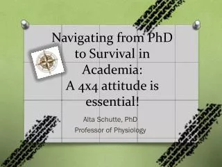 Navigating from PhD to Survival in Academia: A 4x4 attitude is essential!
