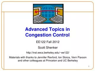 Advanced Topics in Congestion Control